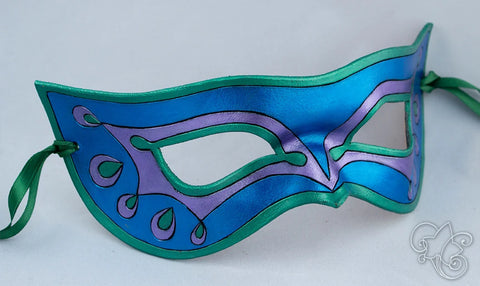 Blue Fairy Wings Handmade Leather Mask Stylized Butterfly