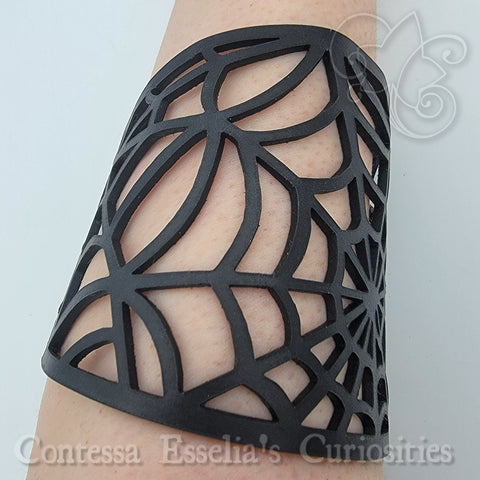 Spider Web Leather Wrist Band Cuff Bracelet Magnetic Clasp